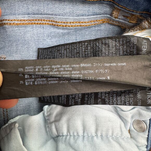 Zara High Waist Skinny Denim Jeans Womens 4 Sunrise Blue Distressed Hem 24x28 - Picture 10 of 15